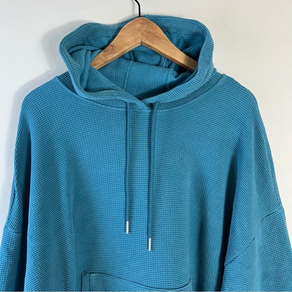 Athleta Balance Waffle Hoodie Sweatshirt Size 2X Teal Green Oversized Comfy - Picture 6 of 13